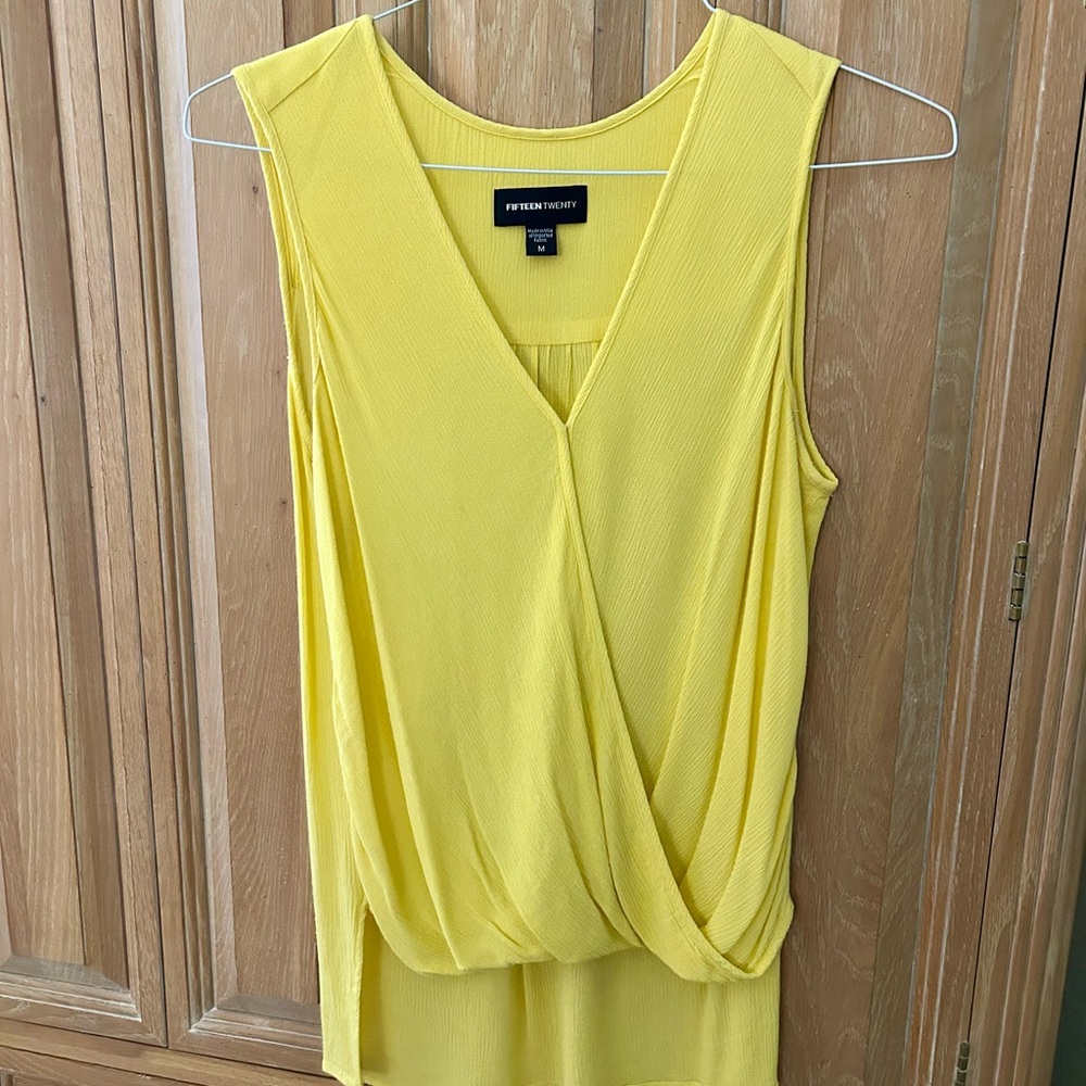 Fifteen Twenty Yellow Sleeveless Wrap Blouse